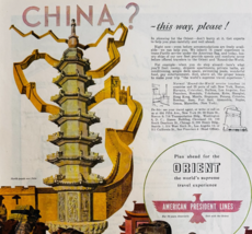 1947 American President Lines Cruise Ship Advertisement Chine Orient DWWW7 - $18.07 CAD