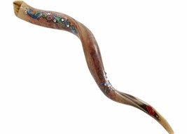 Hand Painted Huge Kudu Kosher Shofar Peacock Themed Israel Home Decor - $660.71