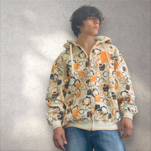 Men’s Pepe Jeans Ivory Orange Brown Khaki Circles Full Zip Hoodie NWT - $125.00