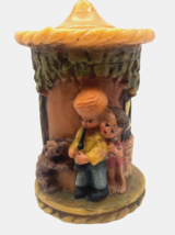 Vintage German Gunter Kerzen 5&quot; Carved Candle Tree with Playful Children and Dog - £14.27 GBP