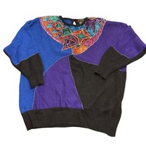 Vintage 1992 I.B. Diffusion 3X Colorblock Sweater With Sequins &amp; Beaded Detail - $58.41