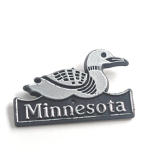 VTG Common Loon Minnesota State Bird Grey Black Plastic Lapel Pin Souvenir USA - £10.03 GBP