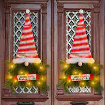 Glowing Christmas Wreath Upside Down Tree Stripes A Tall Hat - £16.14 GBP