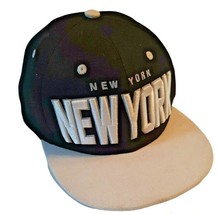 New York Baseball Cap Adjustable Snapback Black White T&amp;T brand - £14.93 GBP