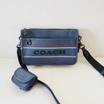 Coach CG998 Heritage Convertible Crossbody Tech Attachment Striped Denim Leather - £116.09 GBP