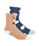 Jenni Women&#39;s 2 Pairs Bear &amp; Dot Super Soft Fuzzy Cozy Socks - £6.28 GBP