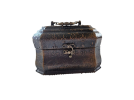 Vintage Wood Jewelry Box Treasure Chest Letter Box Trinket Storage Box, 8&quot; - $44.88