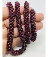 Vintage Garnet Woven Necklace Woven ROPE Seed Bead, Semi Precious Stones... - $1,374.79 MXN