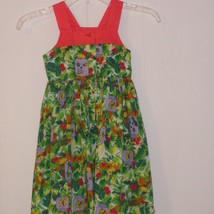 Girls  dress  green print with lady bugs and trim size 4 handmade - $17.00