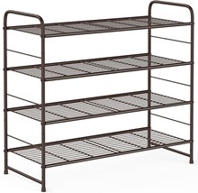 The Auledio 4-Tier Shoe Rack, Stackable And Adjustable Multi-Function, Bronze - £35.60 GBP