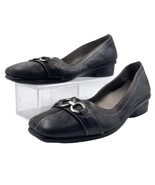 Black Leather Aerosoles w/ silver embellishments 1&quot; heel Ladies - £14.99 GBP