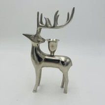 Pottery Barn Reindeer Candle Holders Vintage Silver Plated Seasonal Stag Taper - $40.50