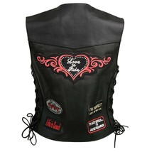 Women&#39;s Motorcycle Vest Love to Ride Patched Leather Vest ELL4900 - $921.24 MXN+