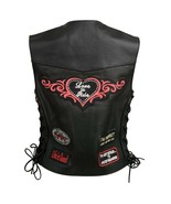 Women&#39;s Motorcycle Vest Love to Ride Patched Leather Vest ELL4900 - $921.24 MXN+