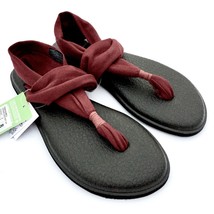 Sanuk Womens Flip Flops Yoga Sling 2 Thong Sandals Burgundy Red Green Yo... - £23.71 GBP