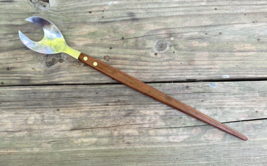 Stainless Steel Wood Handle Salad Server Made in Japan Vintage MCM 14" - $6.73