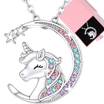 Unicorn Necklace for Girls Crystal Heart Pendant Necklaces Unicorn Jewelry Gifts - $30.64+