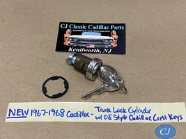 NEW 1967-1968 Cadillac TRUNK LOCK CYLINDER WITH OE STYLE CADILLAC CREST ... - $98.99