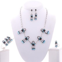 Zuni Maidens Necklace Bracelet Earrings Set, Sterling Silver Gems Inlay ... - £632.29 GBP