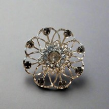 Blue Rhinestone Flower Brooch - $164.19 MXN