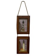 Vintage Lighthouse Nautical Seine Double 2 Wall Hanging Shadow Boxes - £25.95 GBP