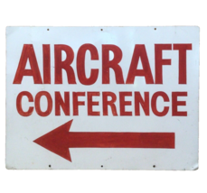 Large Metal Aircraft Conference Directional Vintage Arrow Sign 18&quot; x 24&quot; 929A - £140.74 GBP