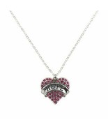Hope Crystal Charm Pendant Chain Necklace Grandma Mom Rhinestone Gift Pink - £8.52 GBP