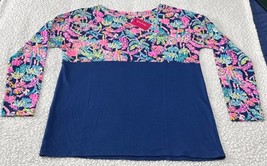 Lilly Pulitzer T-Shirt Finn Top Women&#39;s Oyster Bay Blue Seen &amp; Herd Size... - $32.98