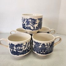 Vintage Churchill Blue Willow Coffee Tea Cups 8 Oz Set of 5 England EUC - £15.45 GBP