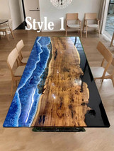 Ocean Epoxy Resin Center Dining Table River Table Top Handmade Art Outdo... - $199.84+