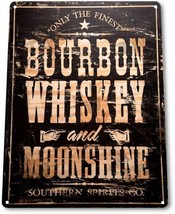 Bourbon Whiskey Moonshine Retro Weathered Wall Decor Bar Man Cave Metal Tin Sign - £14.37 GBP