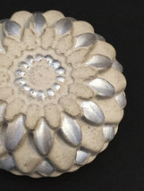 Concrete Paperweight - Chrysanthemum - Silver Highlights - $18.00