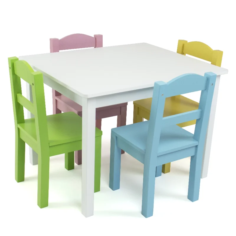 Tot Tutors Pastel Kids 5 Piece Rectangle Table and Chair Setchildren desk and - £208.19 GBP