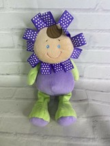 Baby Ganz Blossom Purple Green Flower Plush Rattle Stuffed Doll Toy - $10.39