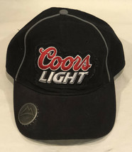 Coors Light Beer Bottle Opener On Hat Rim All Black Adjustable - £16.33 GBP