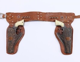 Rare 9 3/4&quot; Leslie-Henery Bronze Wild Bill Hickok Cap Guns &amp; Holster - £130.11 GBP