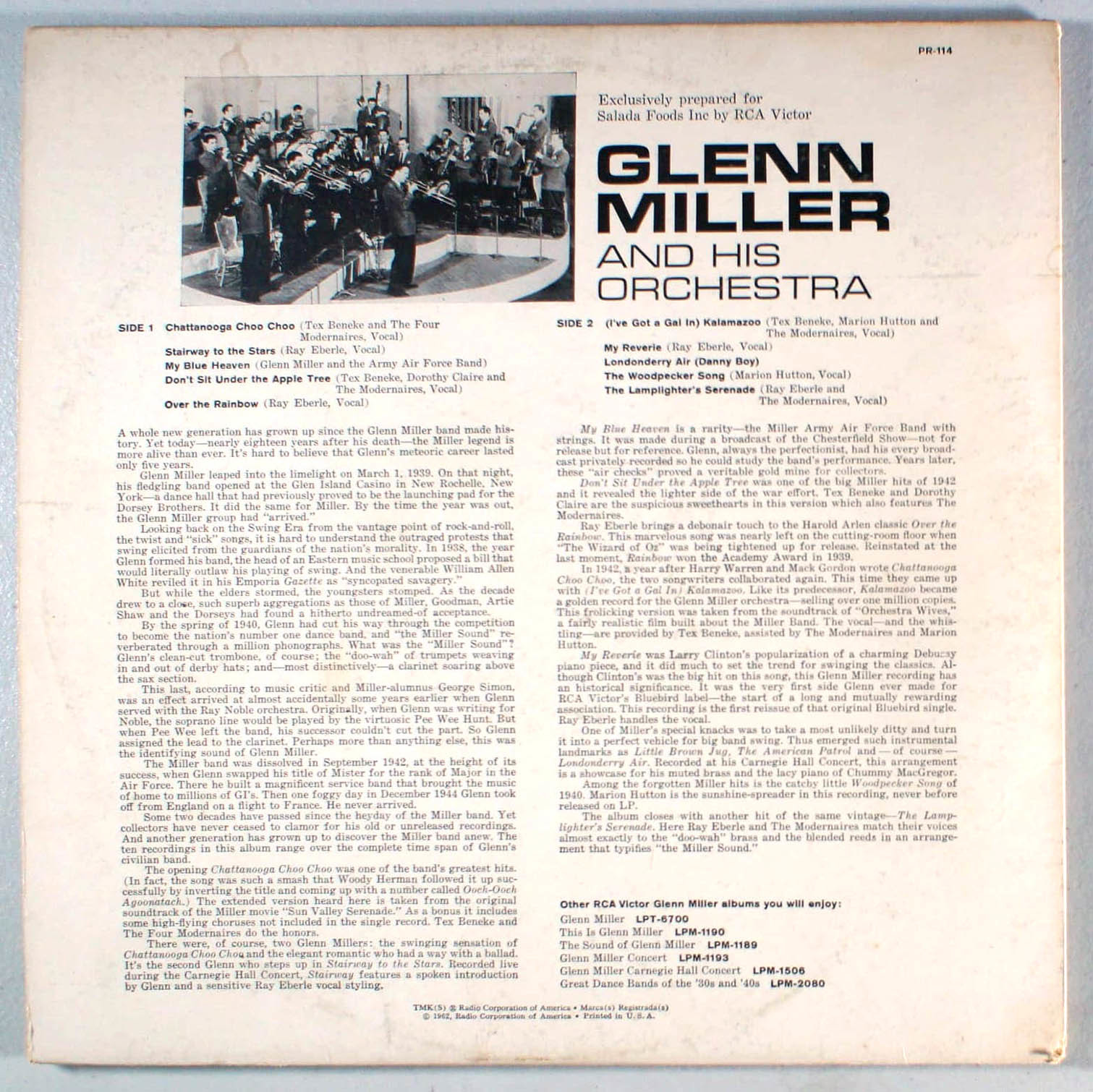 Glenn Miller - Originals (1962) Vinyl LP Limited Edition • Best of Greatest Hits Item image 2