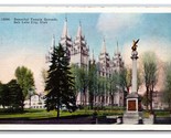 Mormon Temple Grounds Salt Lake City Utah UT UNP Linen Postcard N24 - $2.12