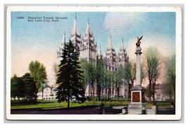 Mormon Temple Grounds Salt Lake City Utah UT UNP Linen Postcard N24 - £1.69 GBP