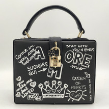 Boutique De FGG Fashion Graffiti Women B Handbags Shoulder Bag Ladies Party Cock - £44.99 GBP
