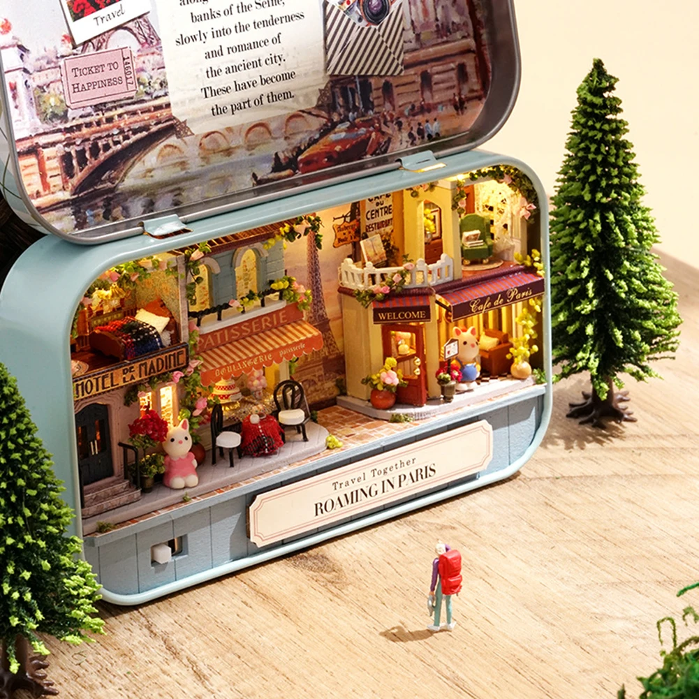 Game Fun Play Toys Box Theatre Dollhouse DIY 3D Wooden Miniature Scene Doll Hous - £23.12 GBP