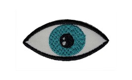 Teal Green Eye Embroidered Applique Iron On Patch 2.1&quot; x 1&quot; Eyeball Optical Peep - £3.83 GBP
