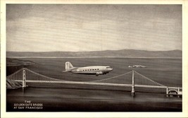 Golden Gate Bridge Aircraft United Airlines Mainliner Sf Ca -RPPC Postcard BK58 - £6.31 GBP