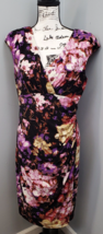 Lauren Ralph Lauren Sheath Dress Womens Size 12 Multi Floral Wrap V Neck... - £34.84 GBP