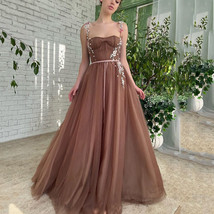 Vintage Brown Lace Prom Dresses Long Robe de Soriee Women 2022 Formal Evening Pa - £293.96 GBP