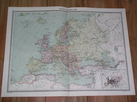 1908 Antique Political Map Of Europe Austria Hungary Germany France Italy - £17.79 GBP