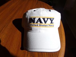 UNITED STATES NAVY White Licensed One Size Fit Soft Top Buckle Back Hat ... - $11.63