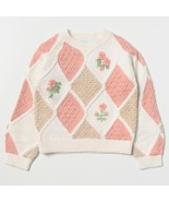 Abel &amp; Lula Girls 6 Diamond Pattern Knit Sweater With Floral Embroidery - $817.71 MXN