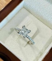 1.50Ct Princess Cut Simulated Diamond Engagement Ring in Solid 14K White Gold - £171.73 GBP