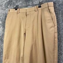 LL Bean Pants Mens 36W 28L 36x28 Tan Comfort Waist Khaki Pleated Preppy Chino - £8.65 GBP